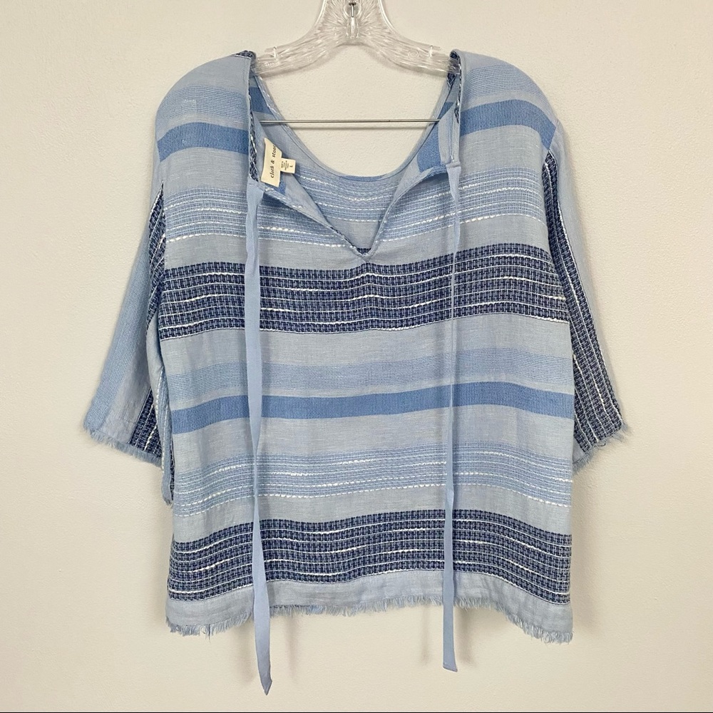 ANTHRO MAEVE 📉 From Anthropologie - Cloth & Stone Striped Chambray Top - Size L - Picture 4 of 5